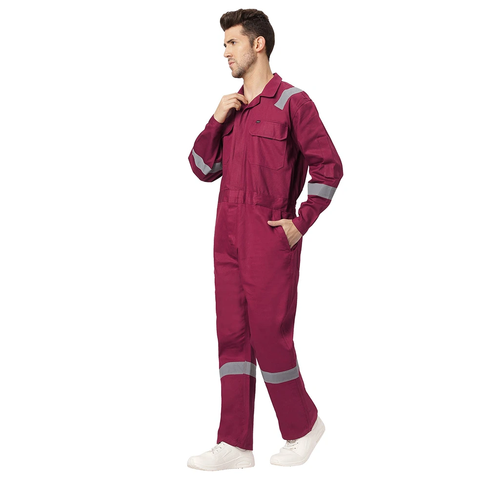 Coverall with Reflective Tape Maroon 10