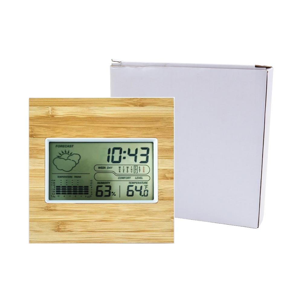 Multi-Function Bamboo Digital Clock with Weather Forecast, Calendar, Alarm, Temperature  6