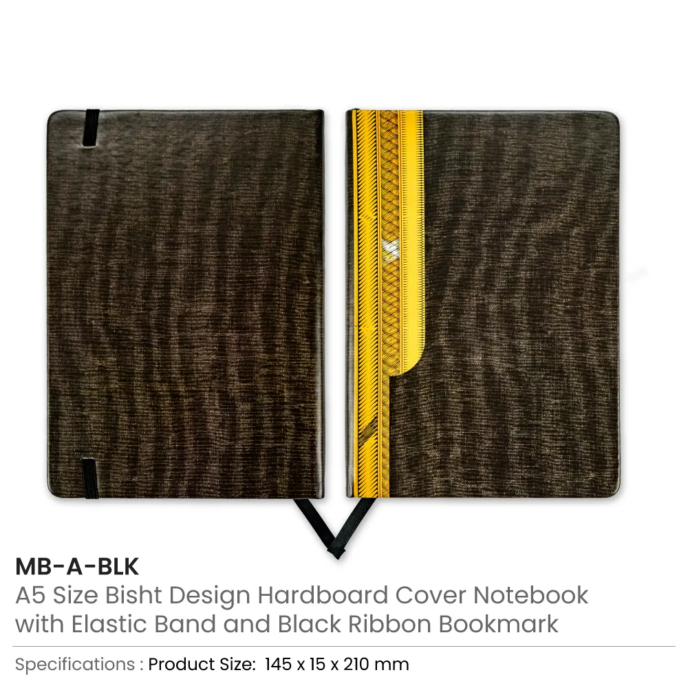 Arabic Bisht Style Notebooks, A5 Size, Elastic Band, Bookmark & Pen Holder 4