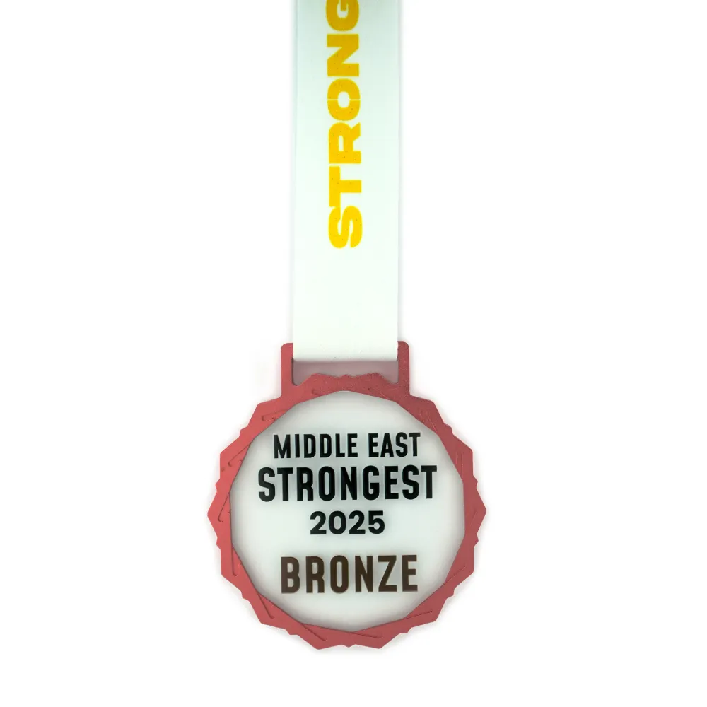 Glass Medals with Metal Frame, 3cm White Ribbon with Box 5