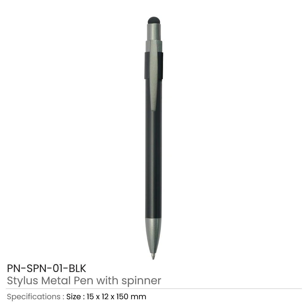 Stylus Metal Pens with Spinner – Push Button (Blue Ink) 4