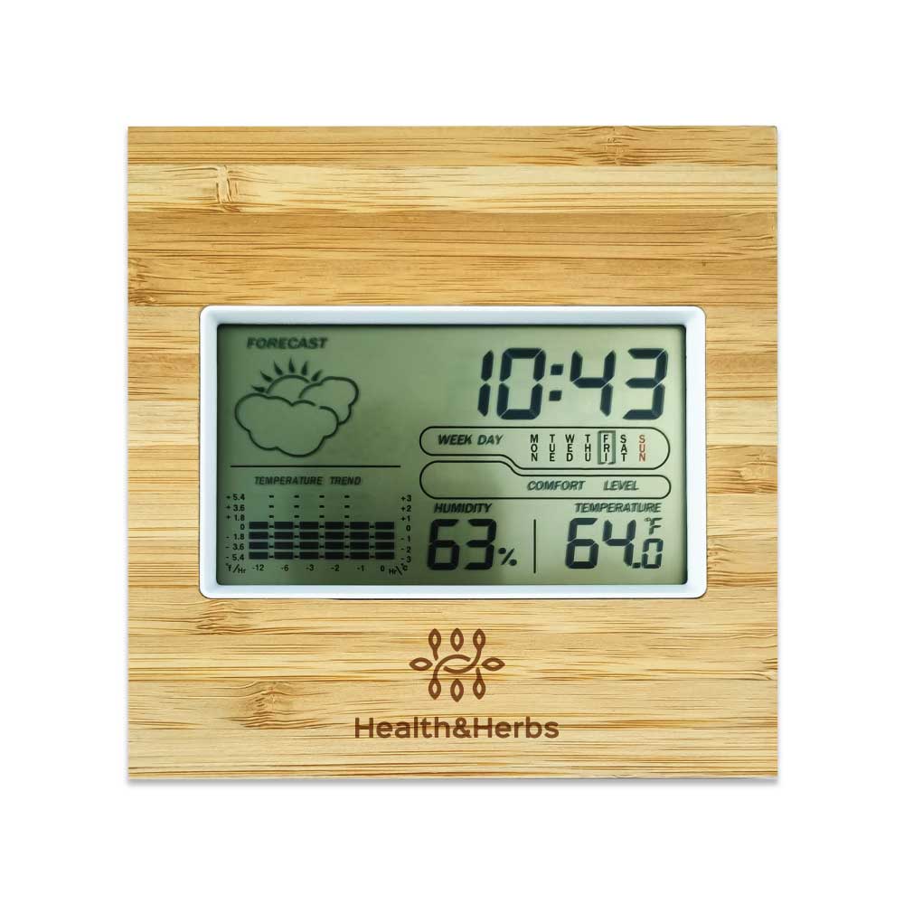 Multi-Function Bamboo Digital Clock with Weather Forecast, Calendar, Alarm, Temperature  5