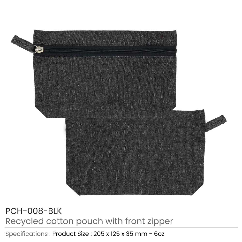 Natural Cotton Pouches with front Zipper Closure 2
