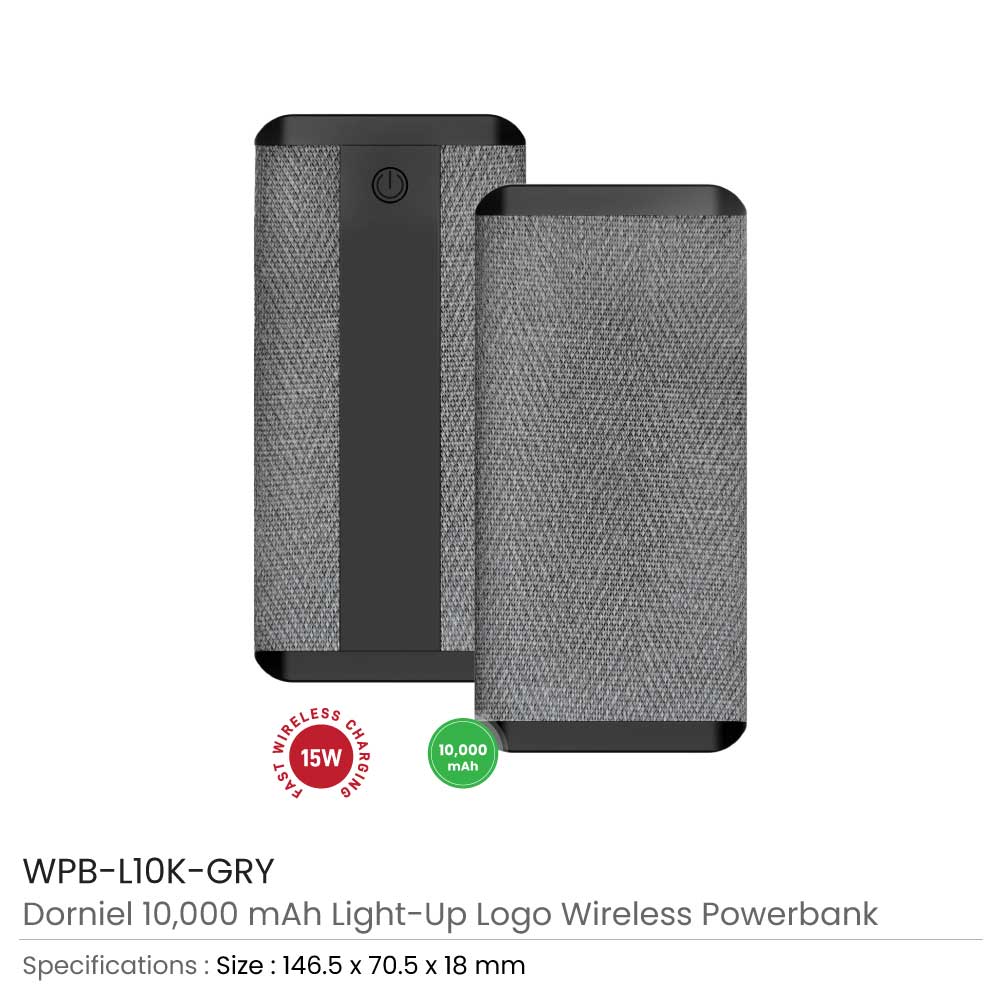 Dorniel Fast Wireless Powerbank 15W 10K mAh & Light-up Logo  7