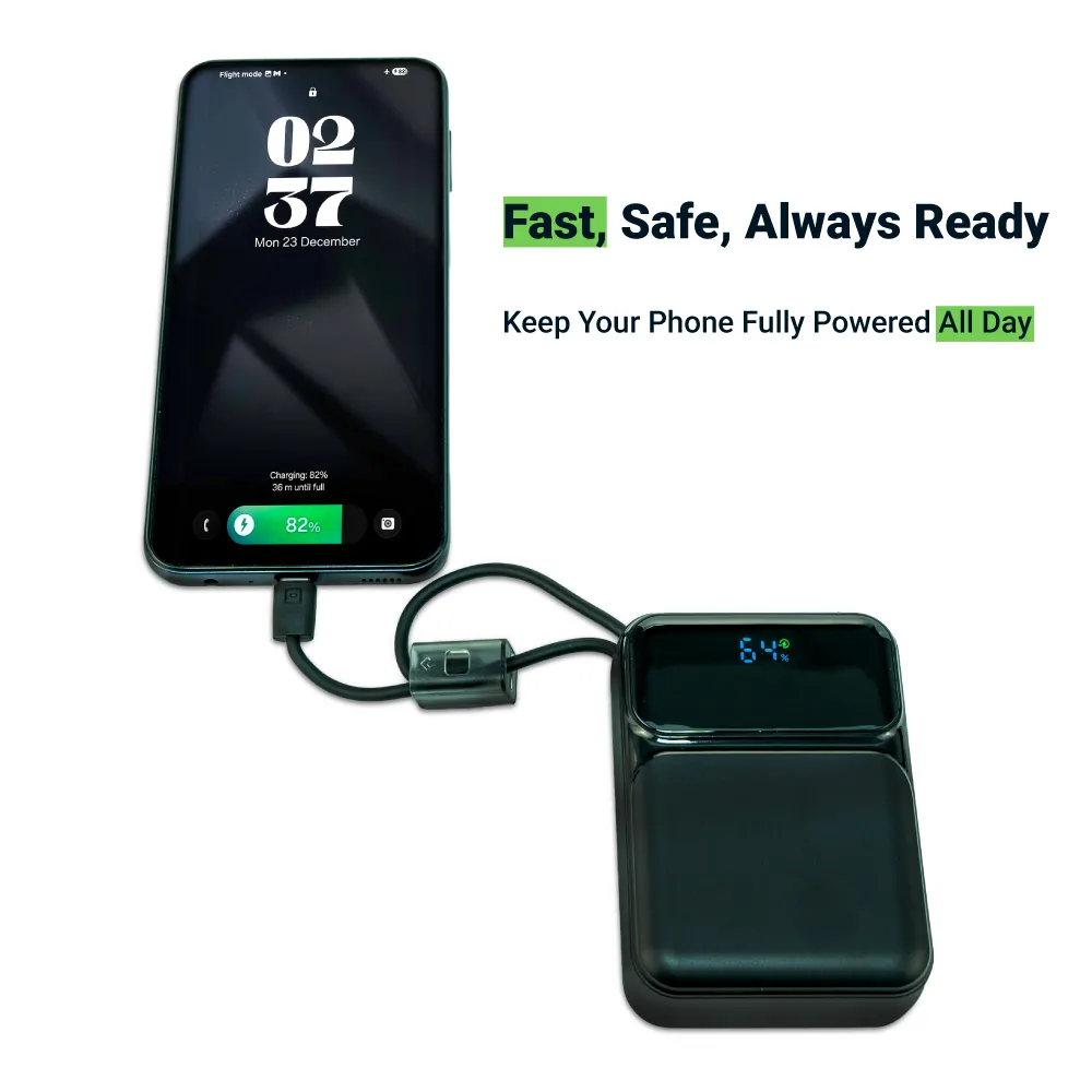 Powerbank 20K mAh with Built-in Type C, Lightning Cables, 45W Fast Charging 5