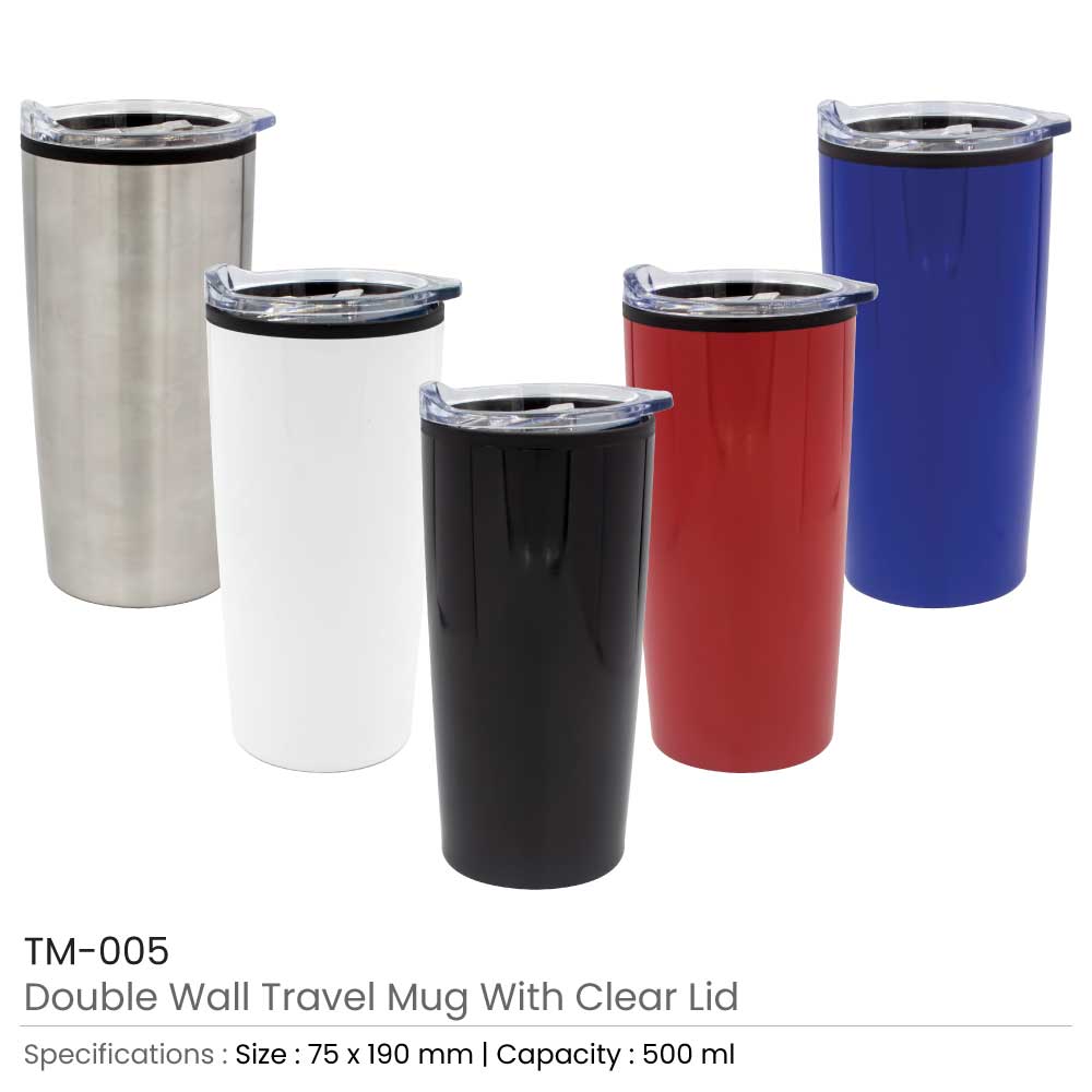 Double Wall Travel Mugs with Clear Lid 4