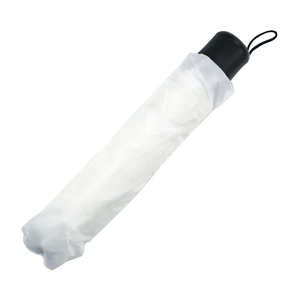 Bi-Fold Umbrella in White Color with Velcro Closure and Pouch 5