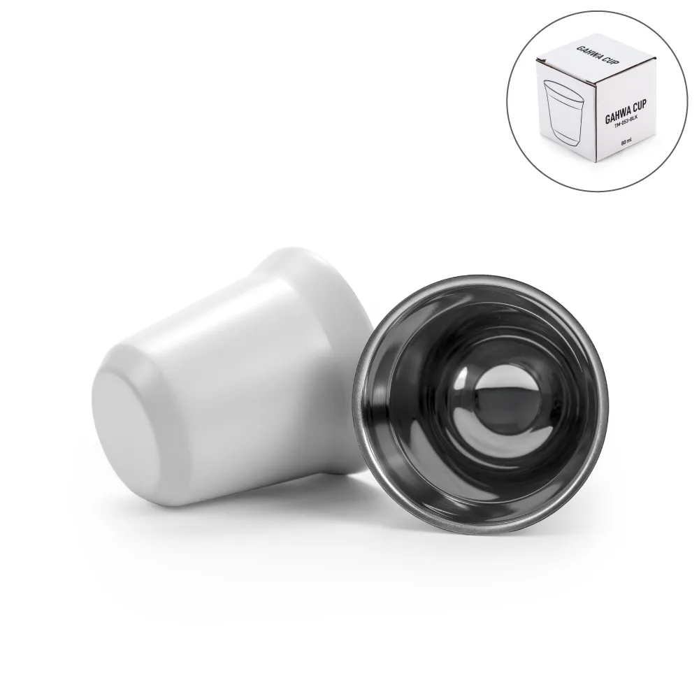 Gahwa Cups, Stainless Steel Arabic Coffee Cups, 80ml in White Carton Box 5