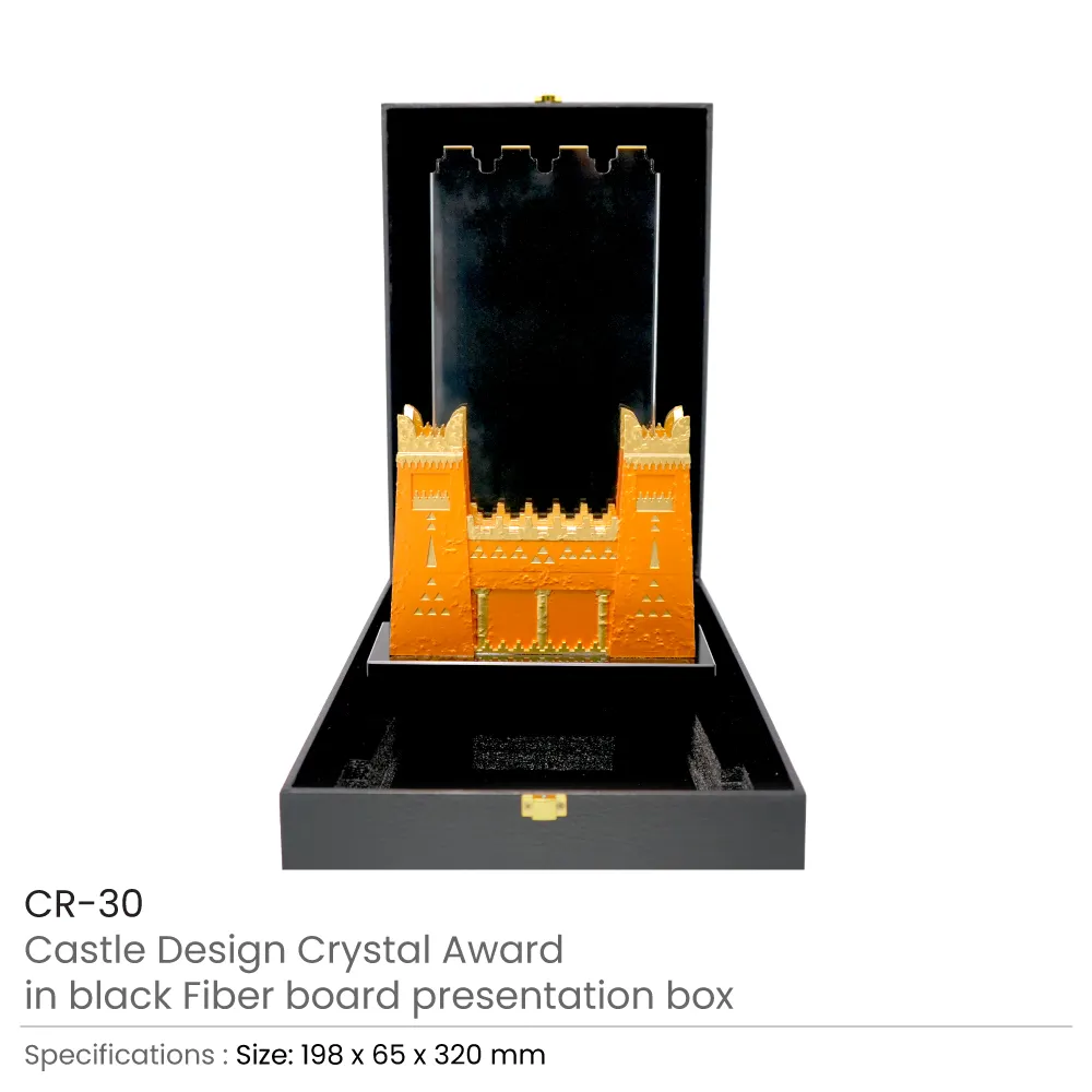Castle Design Crystal Award in Black Presentation Box 6