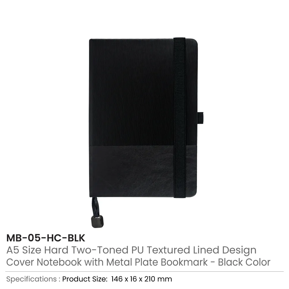 Hard Cover PU Notebooks in A5 Size with Metal Plate Bookmark 4