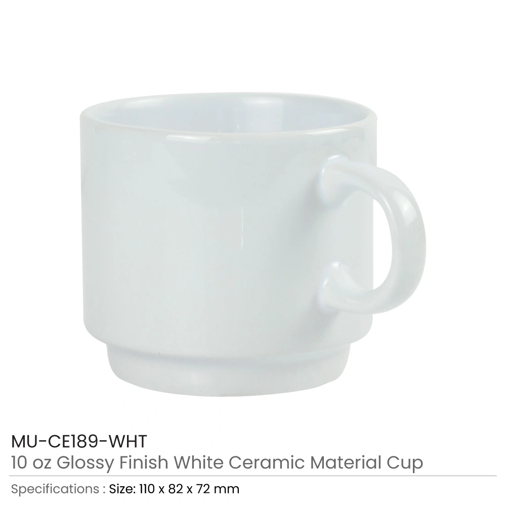 Ceramic Cups 10 Oz Glossy Finish White Color 3