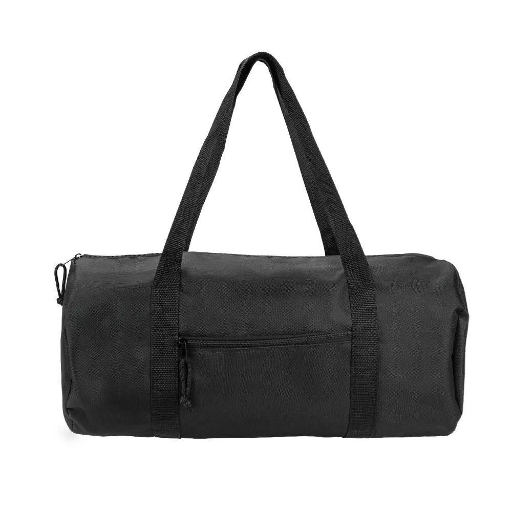 Duffle Gym Bags with Zipper Closure in Black Polyester Material thumbnail 1
