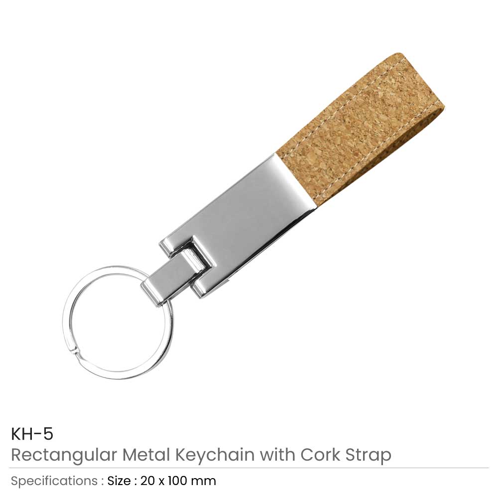 Metal Keychain with Cork Strap 2