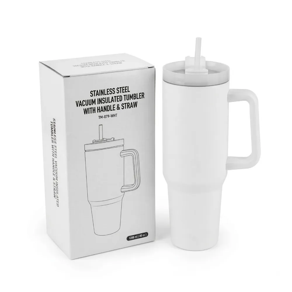 Tumblers with Handle and Straw in SS & Similar to Stanley Design, 1200ml 3