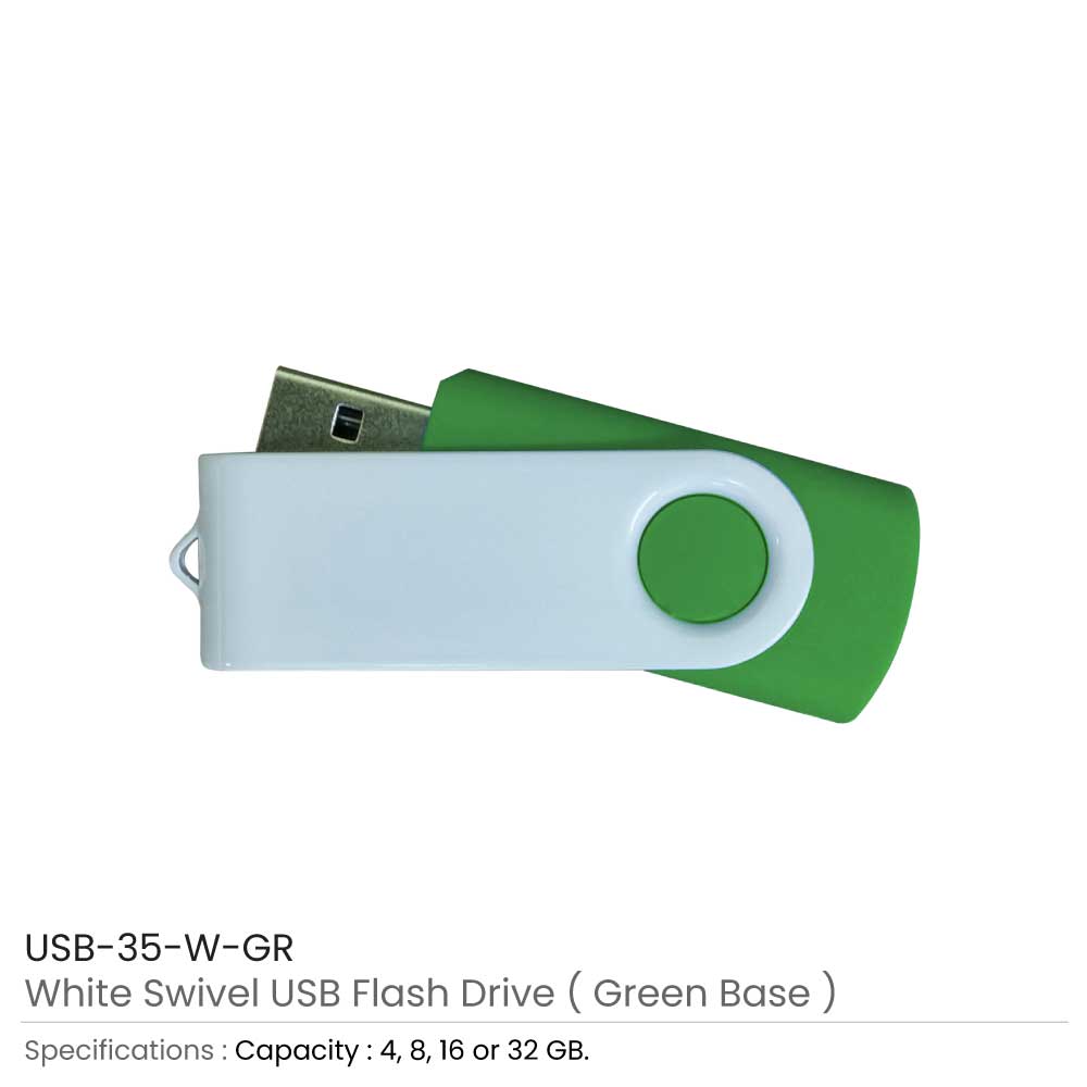USB Flash Drives in White Swivels 5