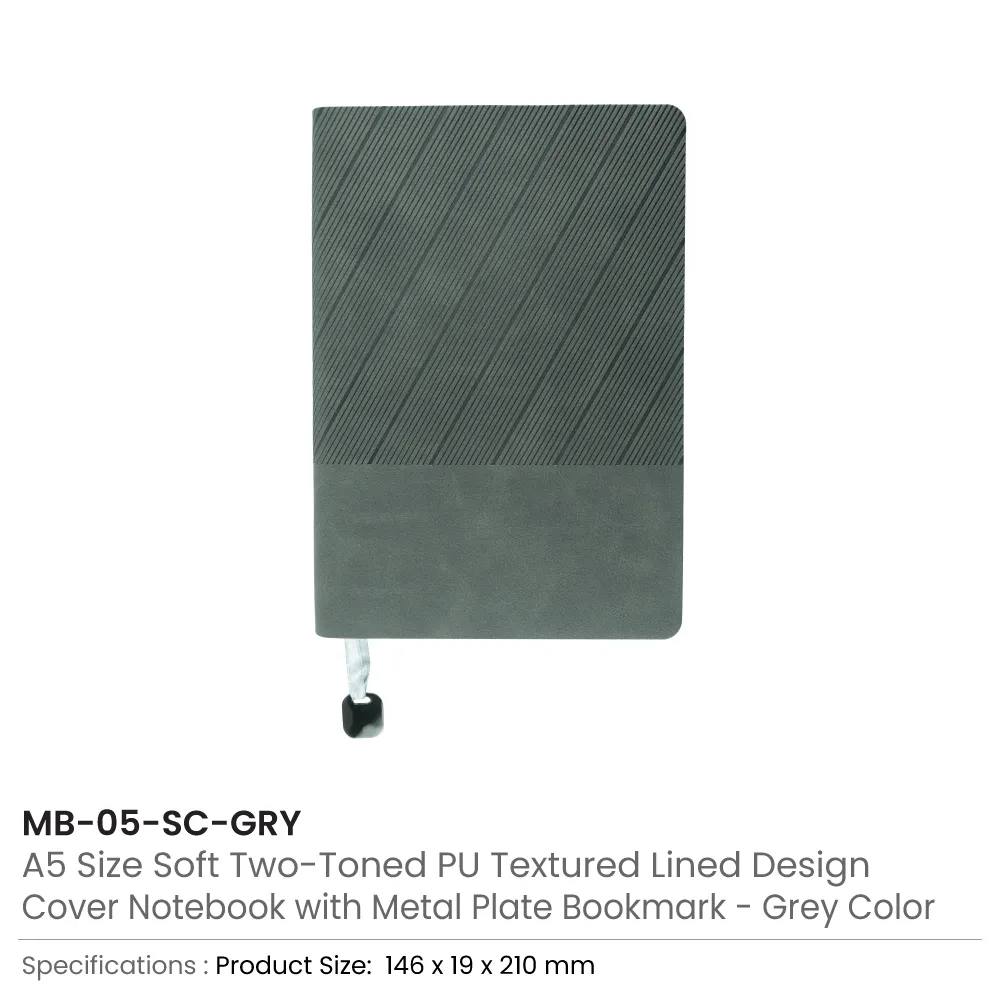 Soft PU Cover Notebooks in A5 Size with Metal Plate Bookmark 5
