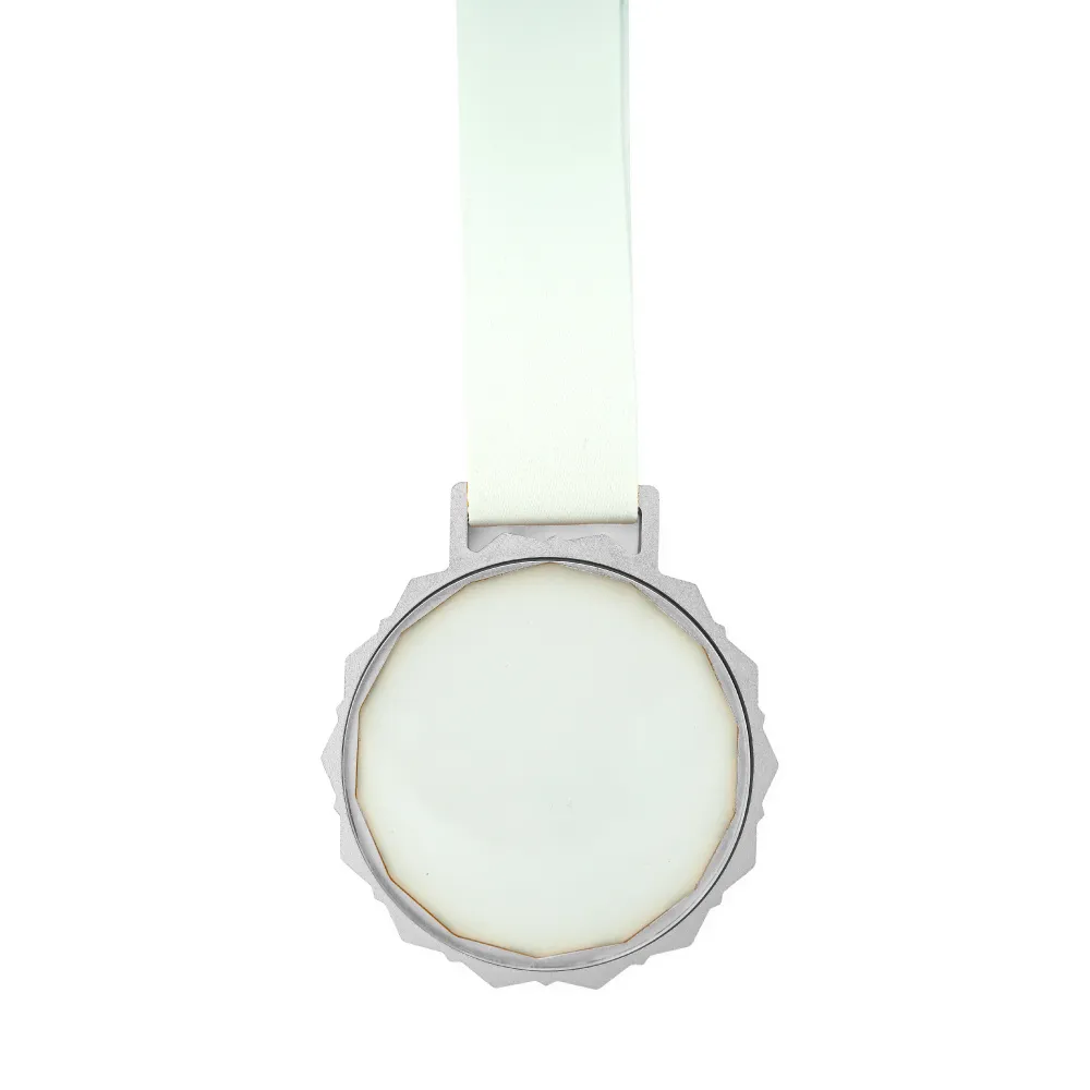 Glass Medals with Metal Frame, 3cm White Ribbon with Box 12