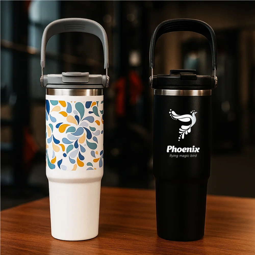 Double Wall Stainless Steel Tumblers with Handle & Straw – 900ml 10