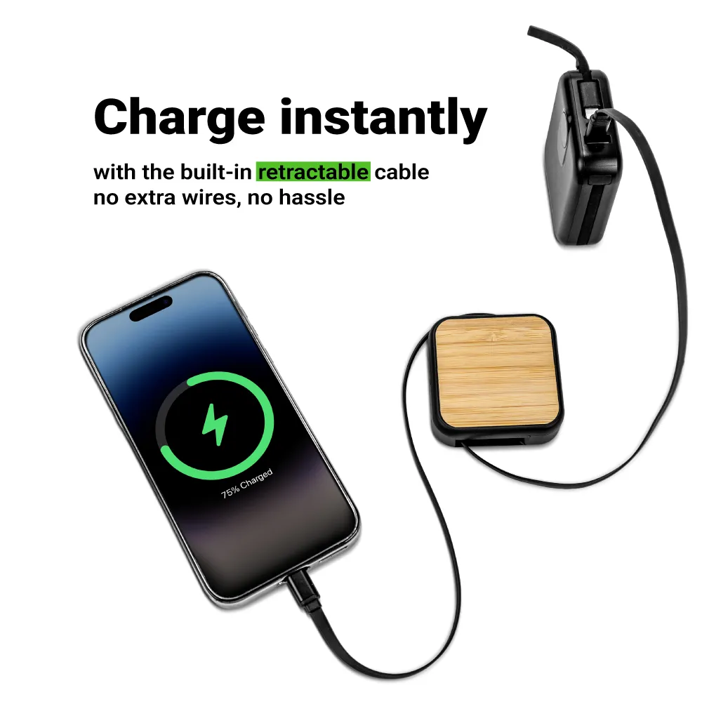 Retractable Charging Cable Set with Bamboo Top – 60W Fast Charging 4