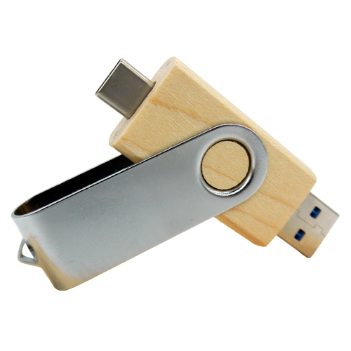  OTG Bamboo Swivel USB Flash Drives 32GB Type C 5