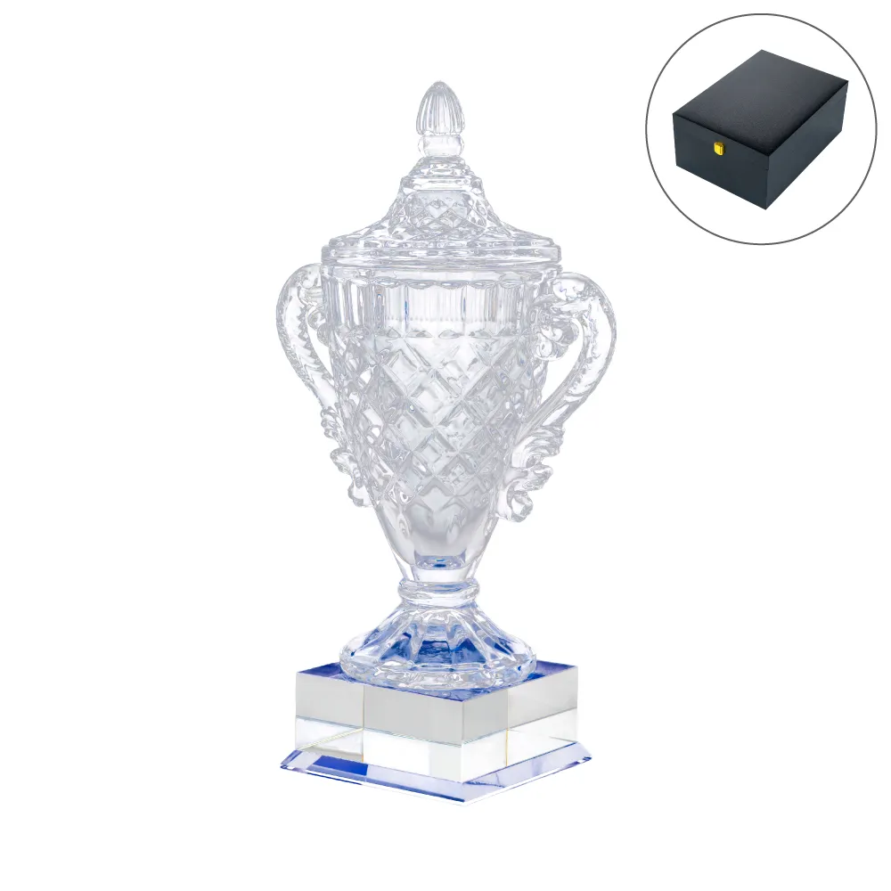 Large Crystal Glass Trophy Cup with Chocolate Gift Edition in Luxury Bo 8