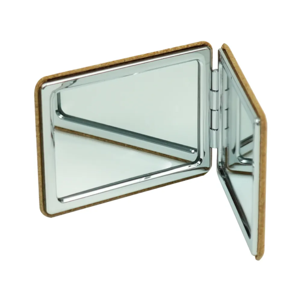 Rectangle Pocket Mirror, Double-Sided Foldable with Cork Finish Cover 2