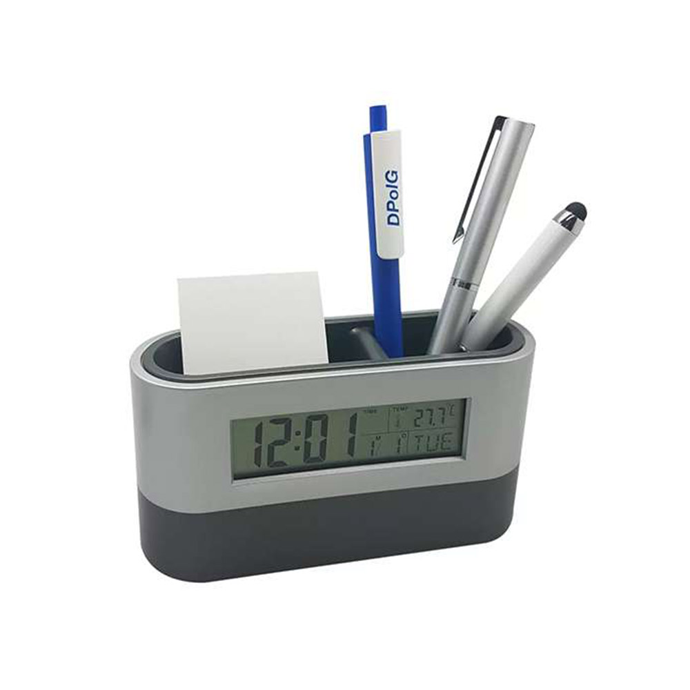 Desktop Digital Clock with Pen Holder 2