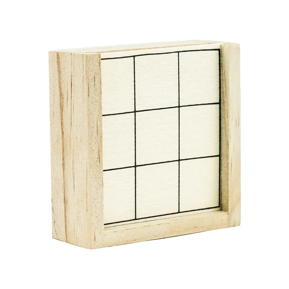 Tic-Tac-Toe Wooden Board Game with Slide Storage Box & 9 Wooden Cubes 1