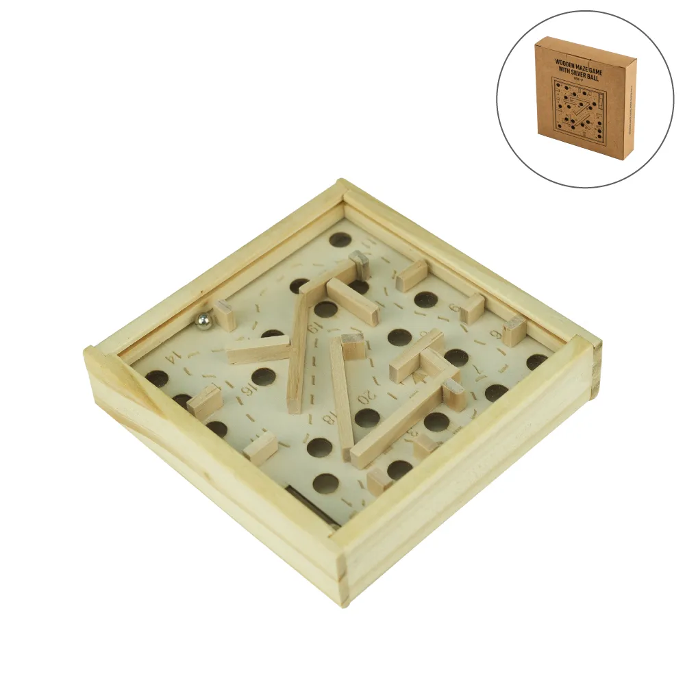 Wooden Maze Board Game with Silver Metal Ball – Labyrinth Balance Puzzle 7