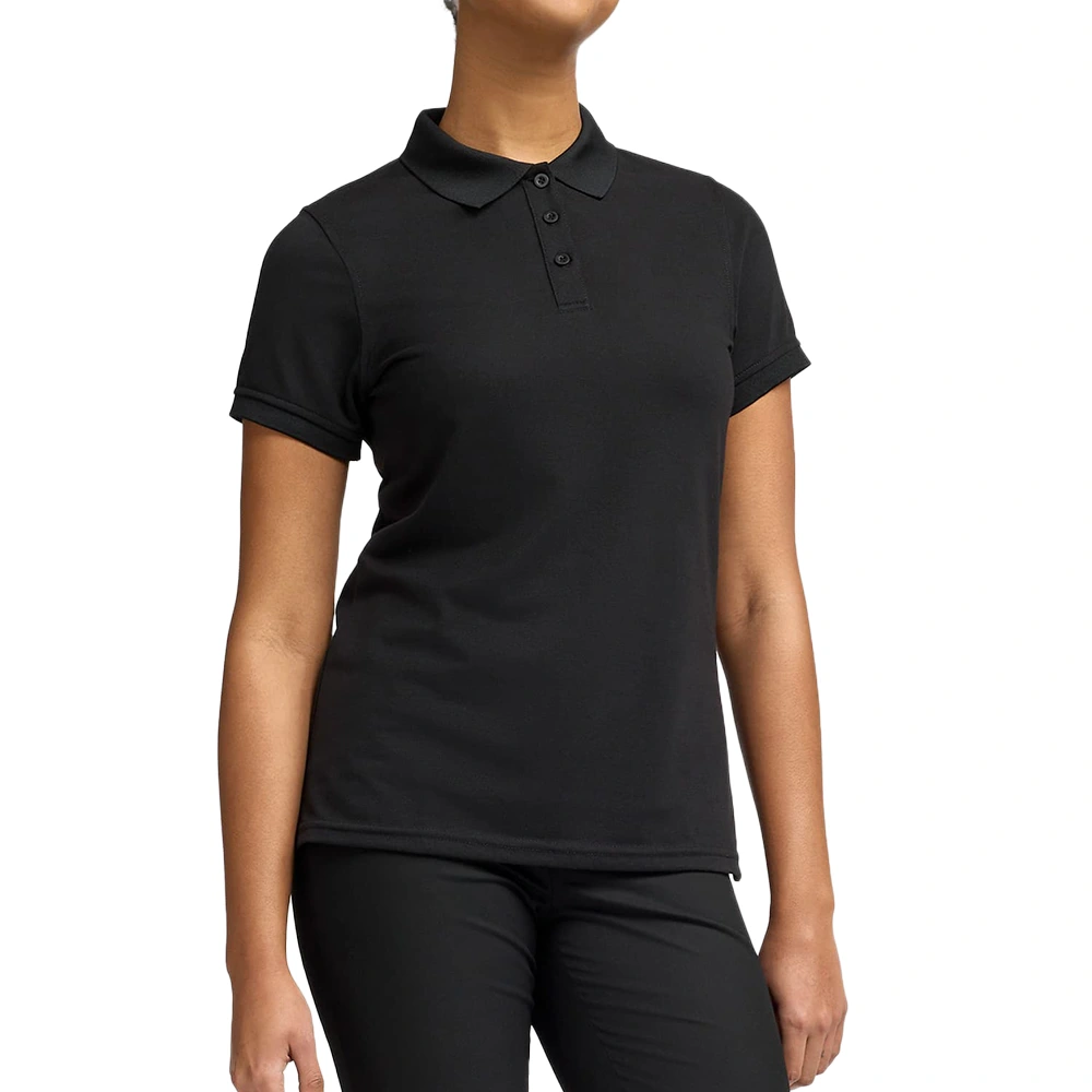 Women’s Solid Black Polo T-Shirt 2
