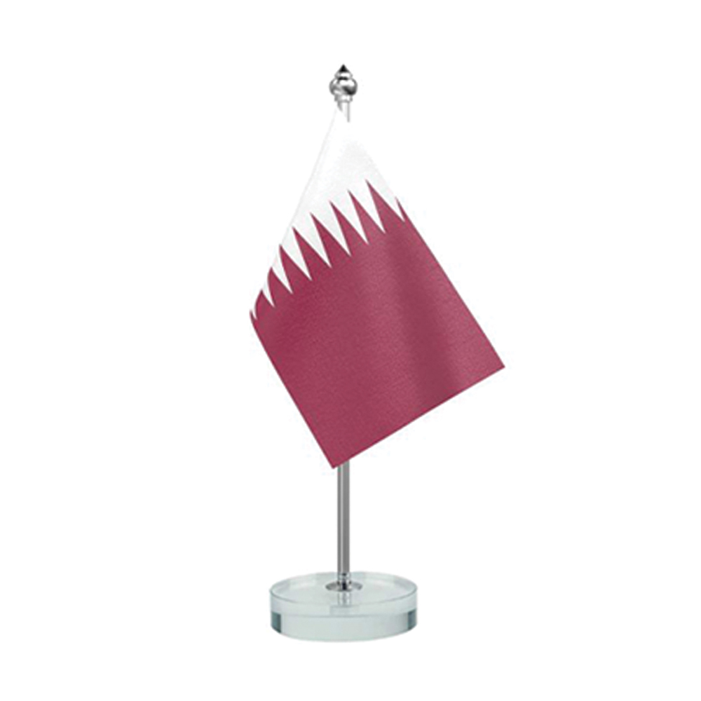 Qatar Table Flag with Glass Base 1