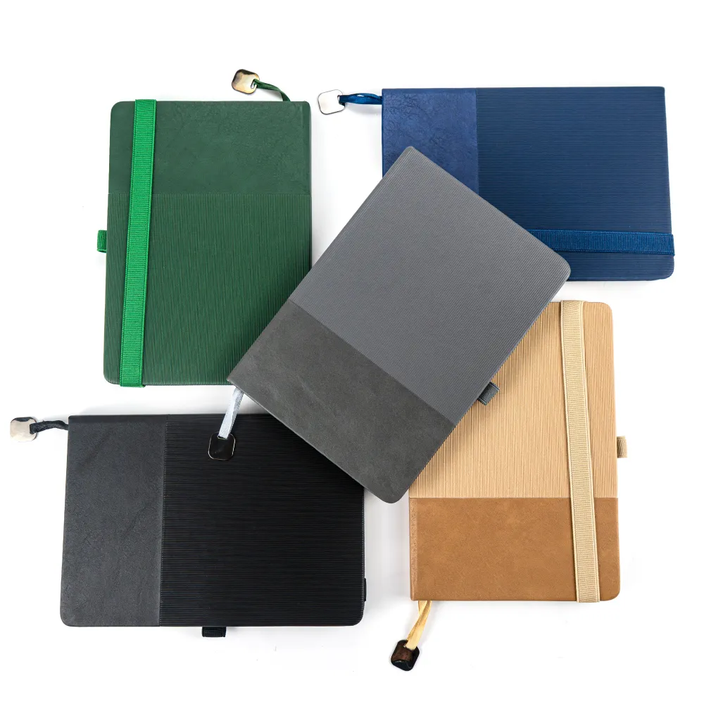 Hard Cover PU Notebooks in A5 Size with Metal Plate Bookmark 12
