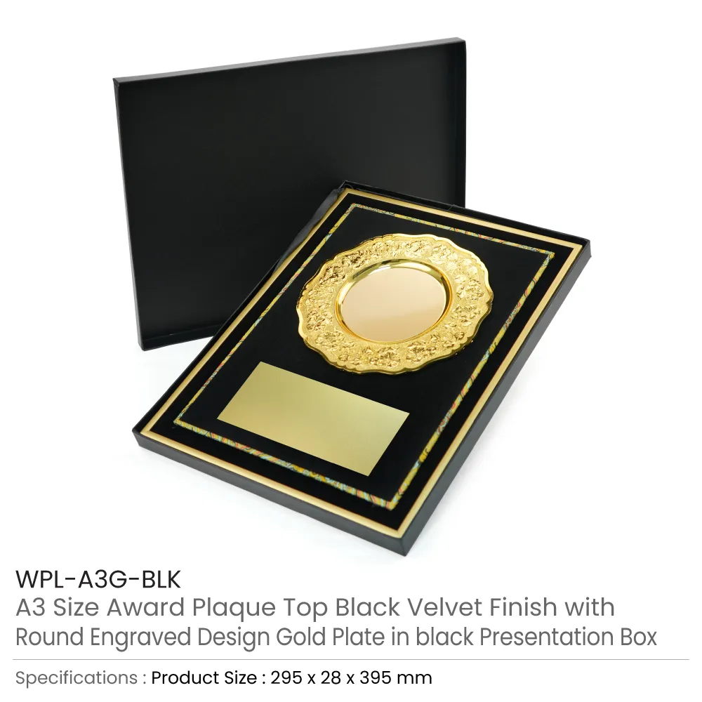 Aluminum Award Plaque A3 Size with Stand & Gold Plate in Presentation Box 6