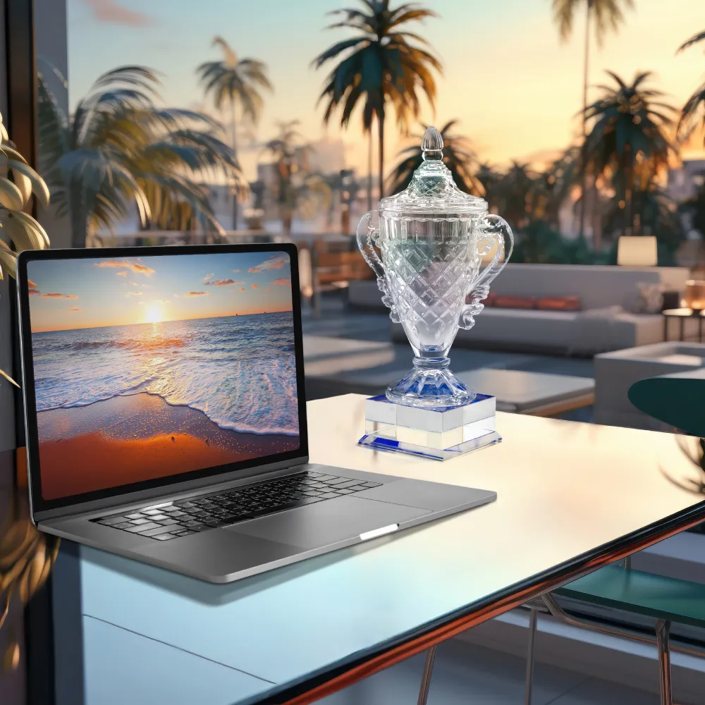 Large Crystal Glass Trophy Cup with Chocolate Gift Edition in Luxury Bo 2