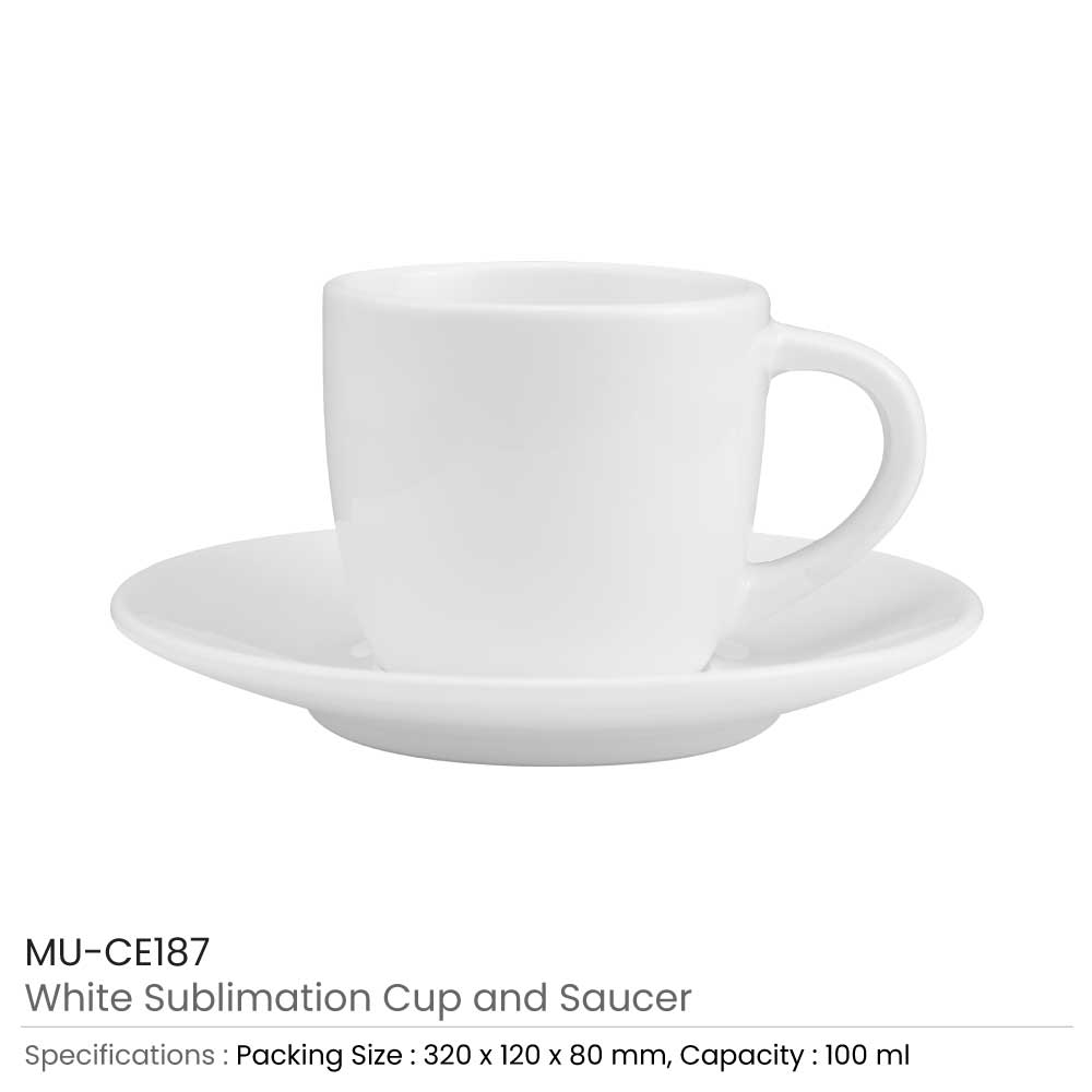 Sublimation White Ceramic Cup & Saucer 100ml 2