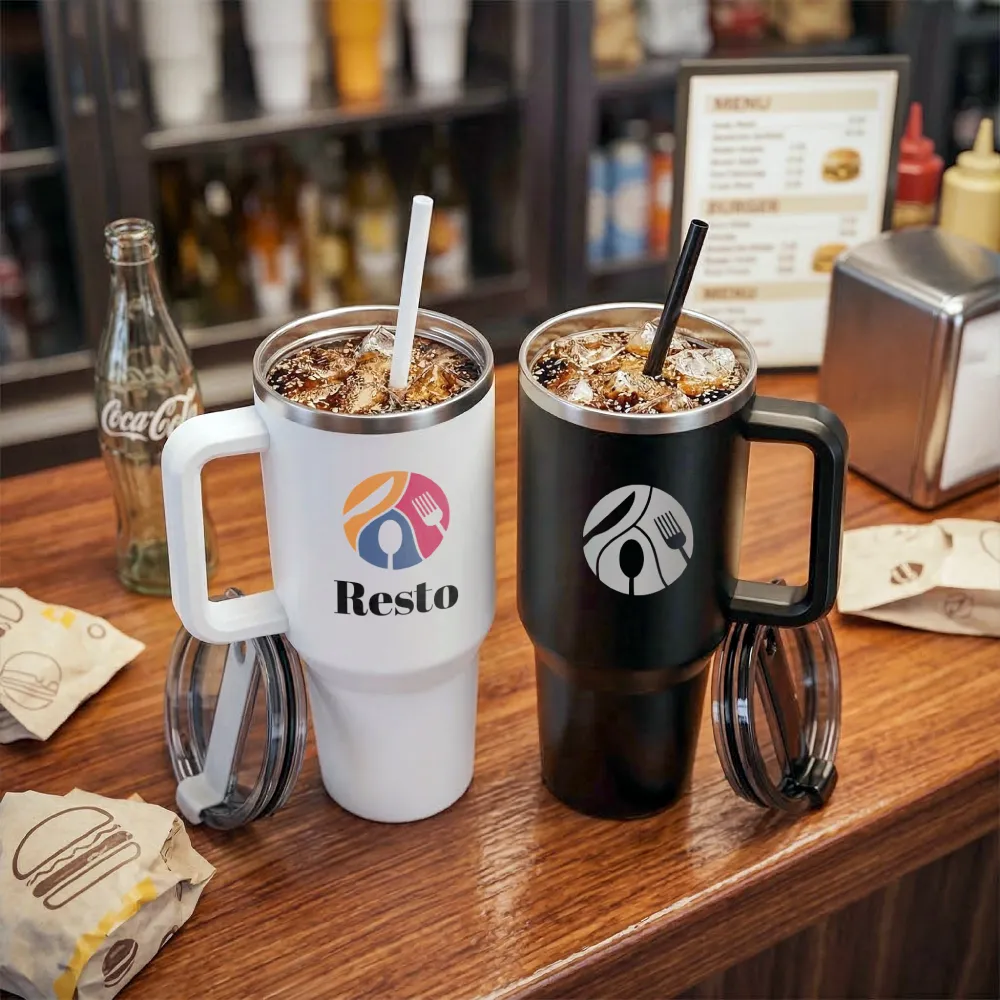 Tumblers with Handle and Straw in SS & Similar to Stanley Design, 1200ml 9