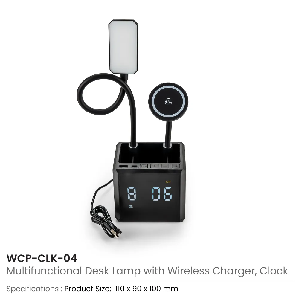 Multi-functional Desk Lamp with 15W Fast Wireless Charger & Digital Clock 4